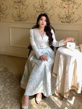 Plus Size Luxury Women Jacquard Dress Embroidery Elegant Large Female Evening Prom Dresses