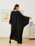 New Ultra Black Nida Abaya Muslim Party Dress Women Islam Kaftan Dubai Arabic Long Loose Robe