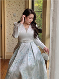 Plus Size Luxury Women Jacquard Dress Embroidery Elegant Large Female Evening Prom Dresses