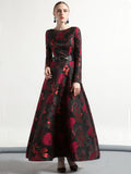 Vintage Fashion Jacquard Long Party Dress