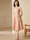 Elegant Jacquard Women Sleeveless Vintage Party  Dress