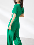 Elegant Women Long Jumpsuits Green Vintage Party Rompers