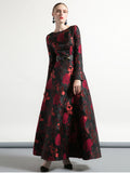 Vintage Fashion Jacquard Long Party Dress