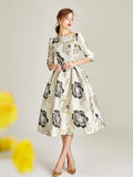 Luxury Jacquard Dress for Women Boho Floral Fashion Party Dress