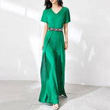 Elegant Women Long Jumpsuits Green Vintage Party Rompers