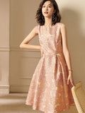 Elegant Jacquard Women Sleeveless Vintage Party  Dress