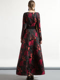 Vintage Fashion Jacquard Long Party Dress