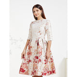 Luxury Women Jacquard Embroidery Party Floral  Dress