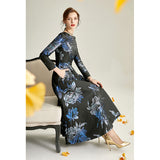 Women Jacquard Vintage Long Maxi Floral Fashion  Party Dress