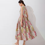 Elegant Jacquard Women Long Maxi Luxury Party Floral Dress