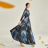 Women Jacquard Vintage Long Maxi Floral Fashion  Party Dress