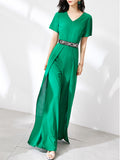 Elegant Women Long Jumpsuits Green Vintage Party Rompers