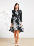 Luxury Jacquard Swallow Tail  Long Sleeves Dress