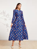 Elegant Women Jacquard Long Sleeve Dress Retro New Arrival Evening Club Maxi Clothing