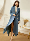 Elegant Long Trench Coat for Women Spring Fall Button Coat New Irregular Outerwears