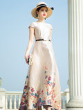 Elegant Women Jacquard Long Maxi Party Dress Casual Evening Gown