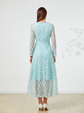 Elegant Party Lace Dresses Floral Hollow Out Lace Casual Dress