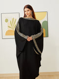 New Ultra Black Nida Abaya Muslim Party Dress Women Islam Kaftan Dubai Arabic Long Loose Robe