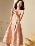 Elegant Jacquard Women Sleeveless Vintage Party  Dress