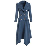 Elegant Long Trench Coat for Women Spring Fall Button Coat New Irregular Outerwears