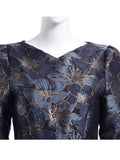 Elegant Women Long Sleeve Floral Jacquard Party Dress