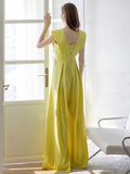 Elegant Women Long Jumpsuits Summer Wide Leg Pant Fashion Sleeveless Casual Yellow Party Rompers