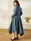 Elegant Long Trench Coat for Women Spring Fall Button Coat New Irregular Outerwears