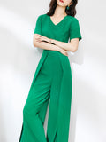 Elegant Women Long Jumpsuits Green Vintage Party Rompers