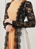 Elegant Lace Hollow Women Party Patchwork Dress