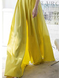 Elegant Women Long Jumpsuits Summer Wide Leg Pant Fashion Sleeveless Casual Yellow Party Rompers