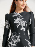 Luxury Jacquard Swallow Tail  Long Sleeves Dress