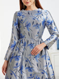 Luxury Jacquard Women Elegant Party Long Sleeve Dress