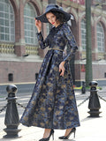 Elegant Women Long Sleeve Floral Jacquard Party Dress