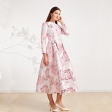 Elegant Luxury Jacquard Women Dress New Boho Floral Fashion Party Evening Long Maxi Dress Ball Gown Casual Clothing Vestidos