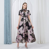 Luxury Women Jacquard Organza Party Casual Long Maxi Dress