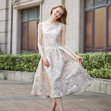 Women Elegant Floral Floral A-Line Square Collar Party Dress