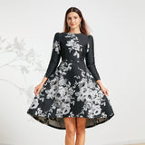 Luxury Jacquard Swallow Tail  Long Sleeves Dress