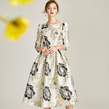 Luxury Jacquard Dress for Women Boho Floral Fashion Party Dress