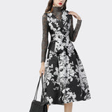 Women Elegant Dress 2 Piece Skirt Set Vest for Lady Floral Suits Jacquard Fashion Sleeveless Party Clothes