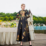 Jacquard Elegant Long Sleeve Maxi Dresses