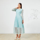 Elegant Party Lace Dresses Floral Hollow Out Lace Casual Dress