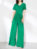 Elegant Women Long Jumpsuits Green Vintage Party Rompers