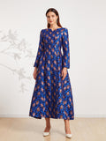 Elegant Women Jacquard Long Sleeve Dress Retro New Arrival Evening Club Maxi Clothing