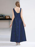 Women Elegant Floral Jacquard Long Maxi Dress Evening Party Vintage Dresses