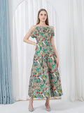 Elegant Jacquard Women Embroidery Sleeveless Spaghetti Straps Party Dress