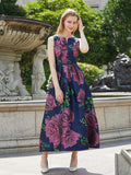 Elegant Women Long Maxi Jacquard Dress Sleeveless Party Luxury Boho Floral Vintage Dresses