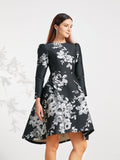 Luxury Jacquard Swallow Tail  Long Sleeves Dress