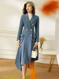 Elegant Long Trench Coat for Women Spring Fall Button Coat New Irregular Outerwears