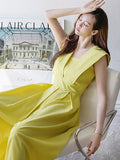 Elegant Women Long Jumpsuits Summer Wide Leg Pant Fashion Sleeveless Casual Yellow Party Rompers