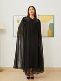 Femme Muslim Fashion Dress 2 Piece Set Abaya Kaftan Party Dress Black Arabe Islamic Clothing